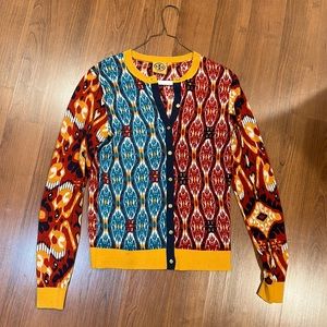 tory burch colorful printed cardigan sweater